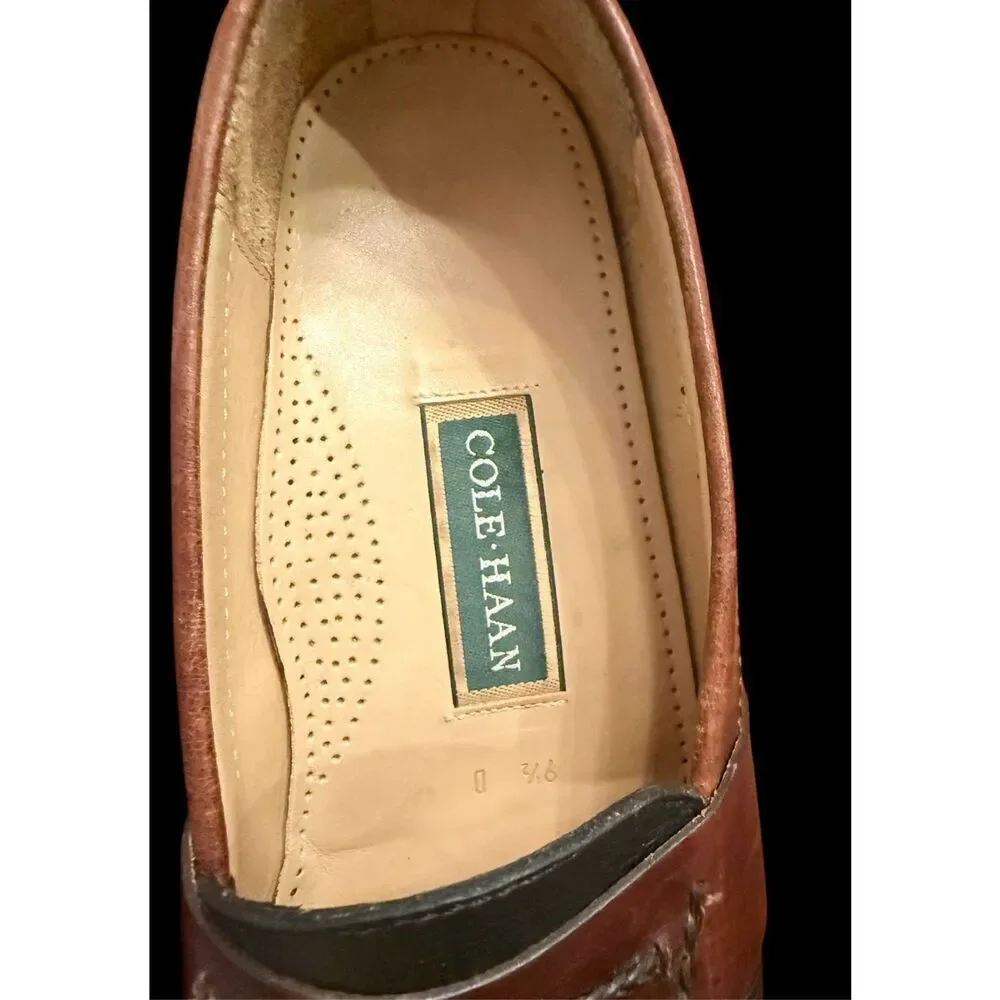 Cole Haan Black & Brown Leather Tassel Moc Toe Loafer Sz 9.5 Preppy